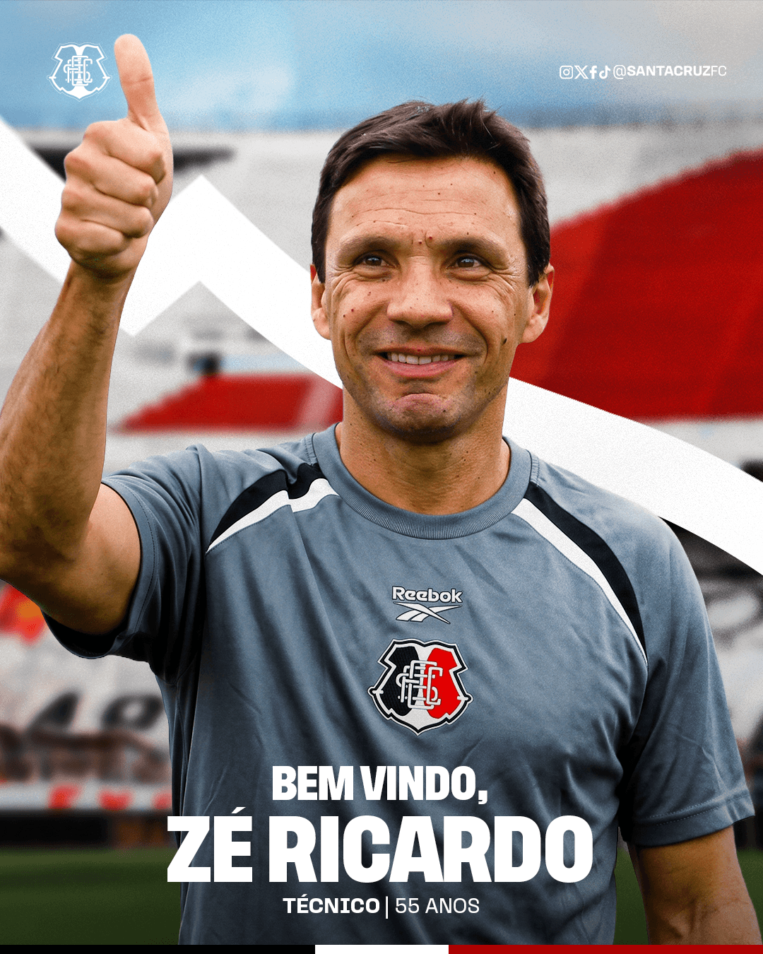 Santa Cruz anuncia Zé Ricardo como novo técnico para a temporada 2027