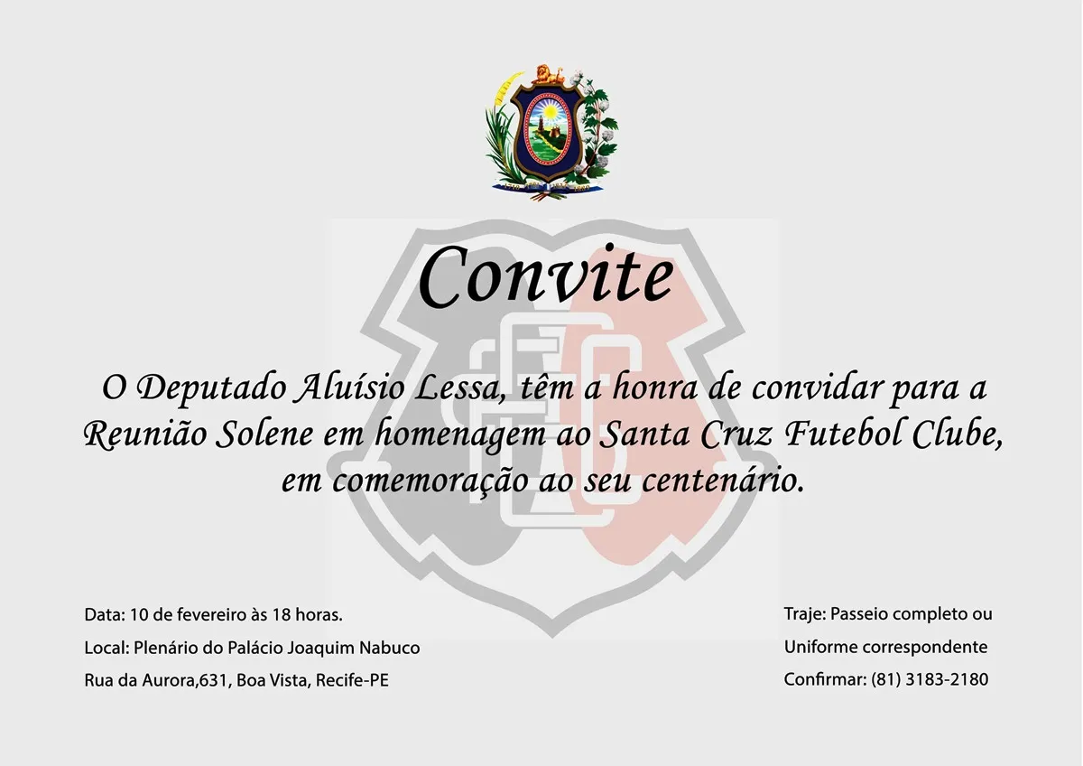 ALEPE homenageia Santa Cruz pelos 100 Anos.