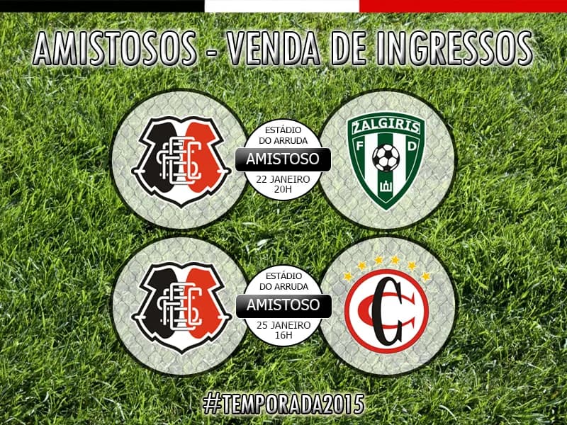 Amistosos no Arruda com preços de ingressos definidos.