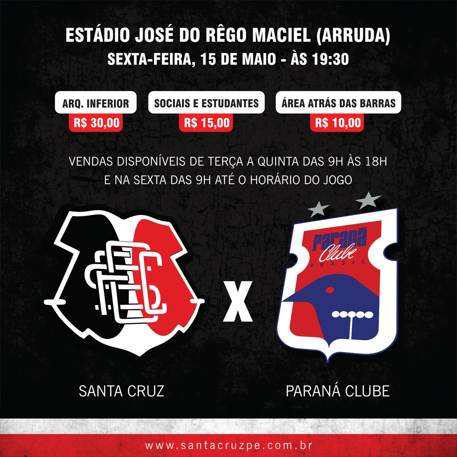 Venda de ingressos para Santa Cruz x Paraná
